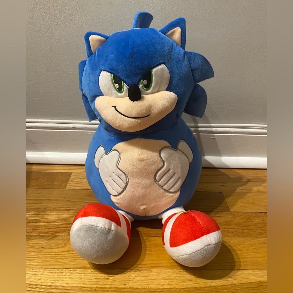 Sonic Blue Plush Toy with Red and White Accents
